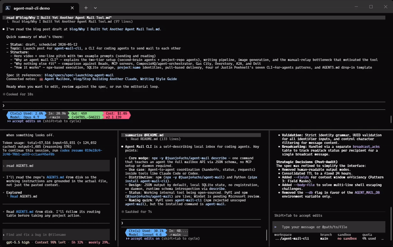 agent-mail-cli demo