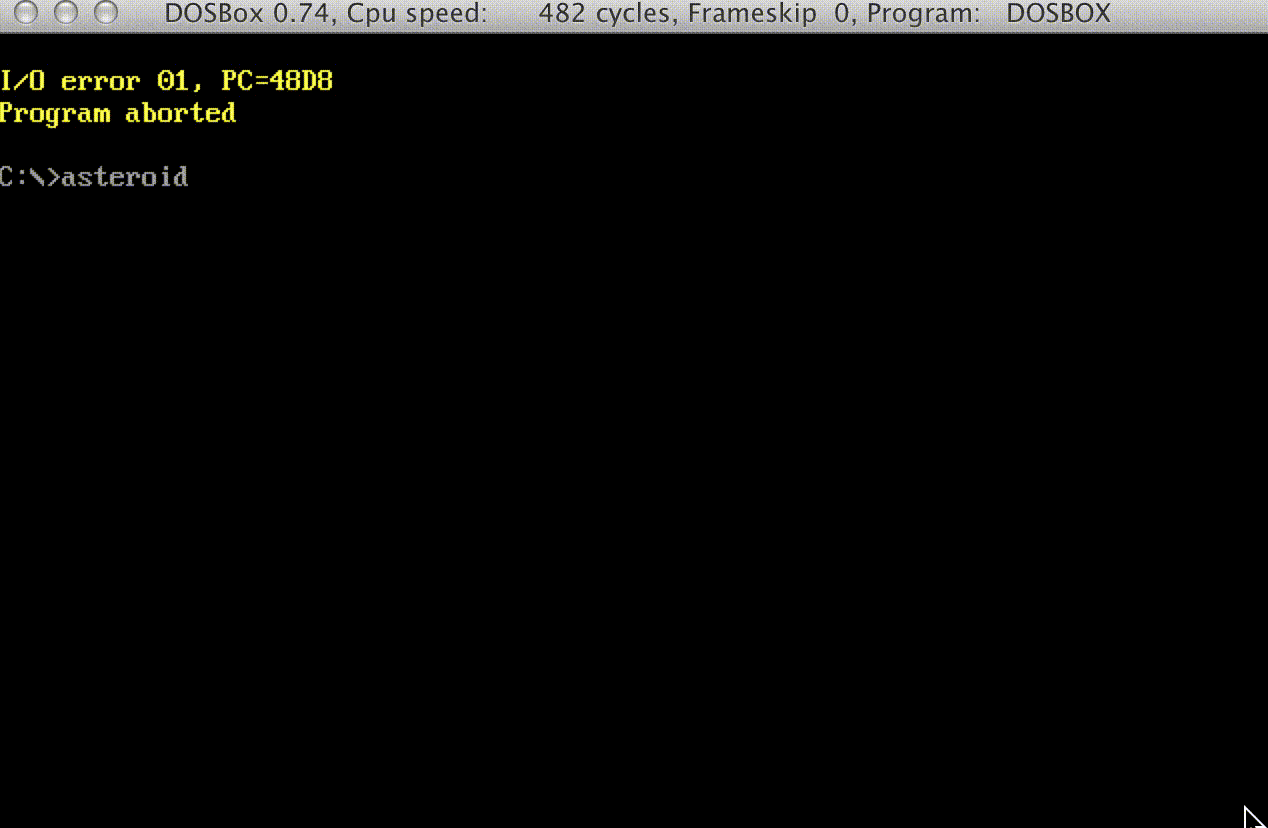 Asteroid program screenshot