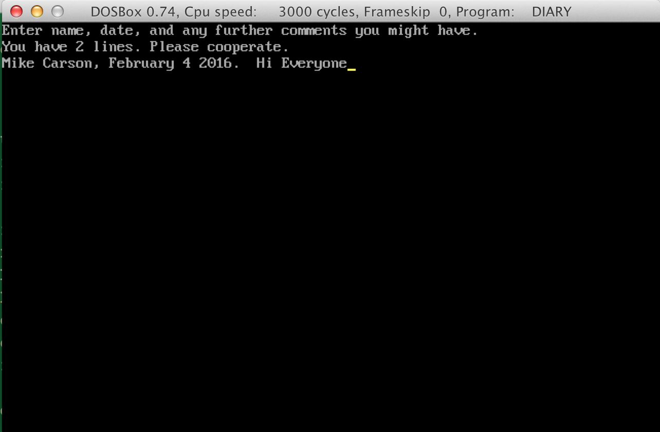 Diary program screenshot