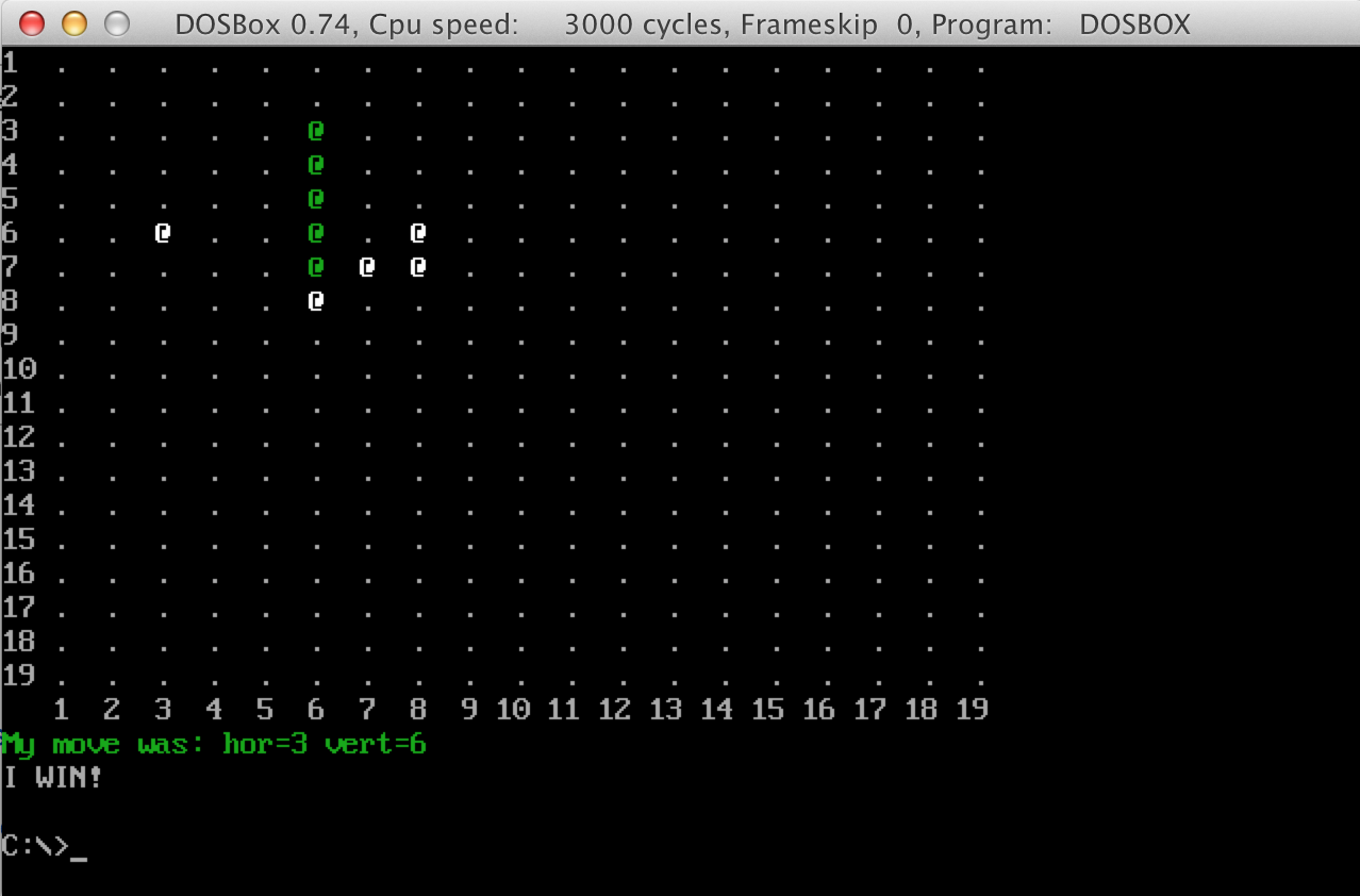 Gomoku program screenshot