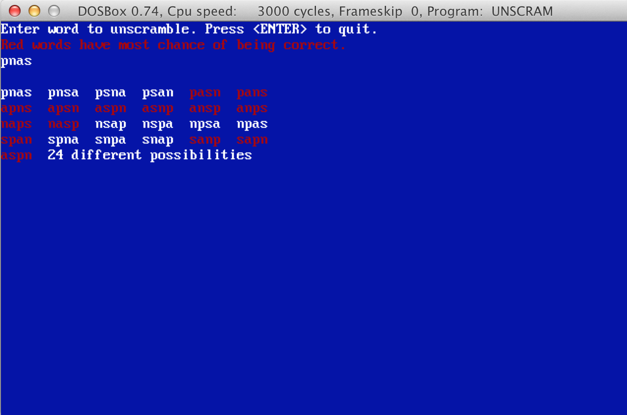 Unscram program screenshot