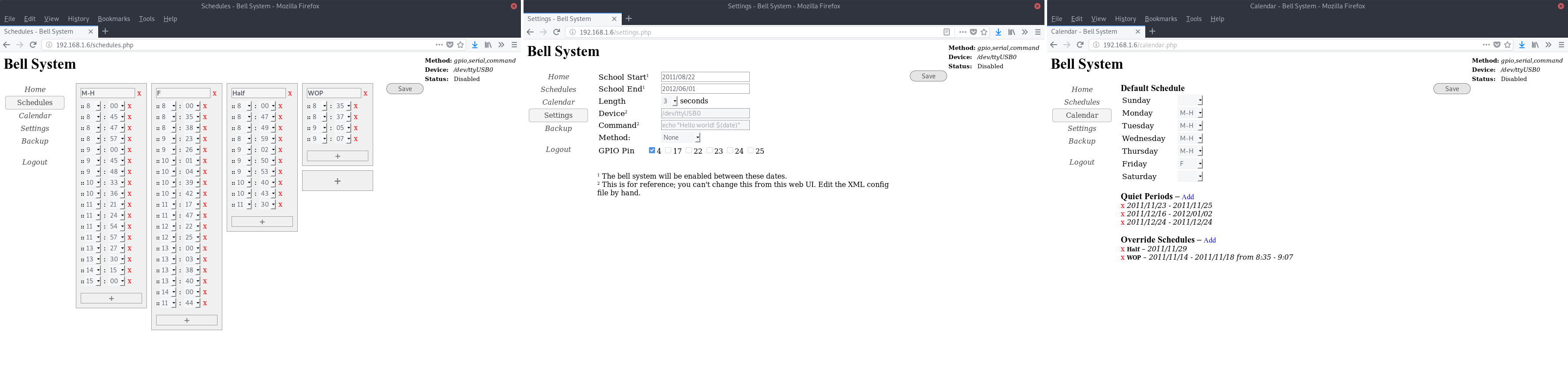 BellSystem Web UI