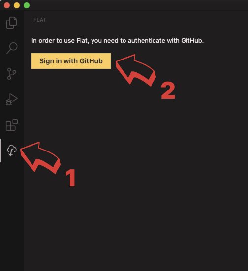 Screenshot of initial auth view for Flat extension