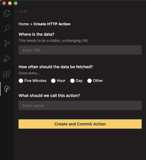 Screenshot of HTTP creation view for Flat extension