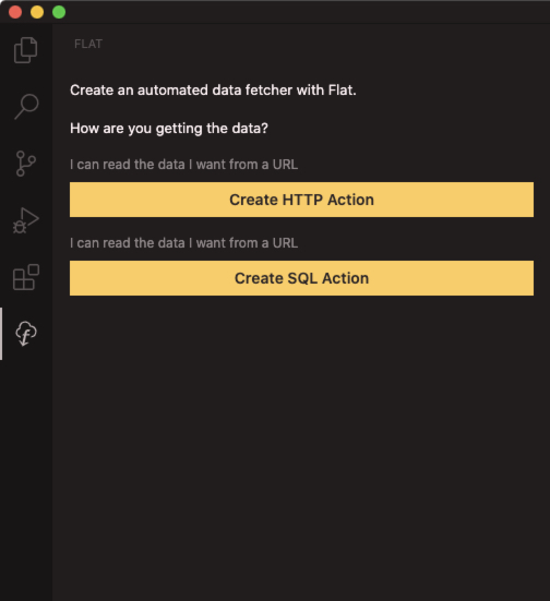 Screenshot of starting view for Flat extension