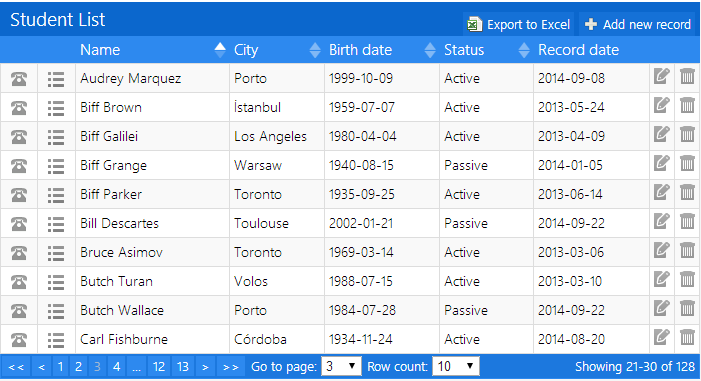 A screenshot of fTable