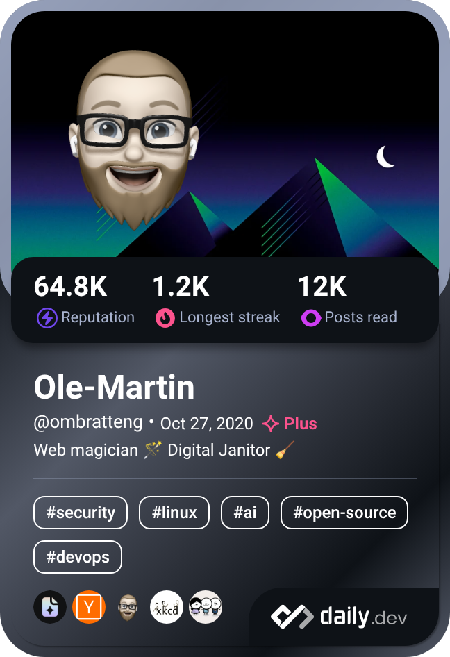 My daily.dev devcard